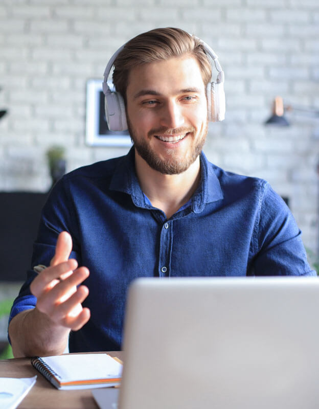 Man on webinar