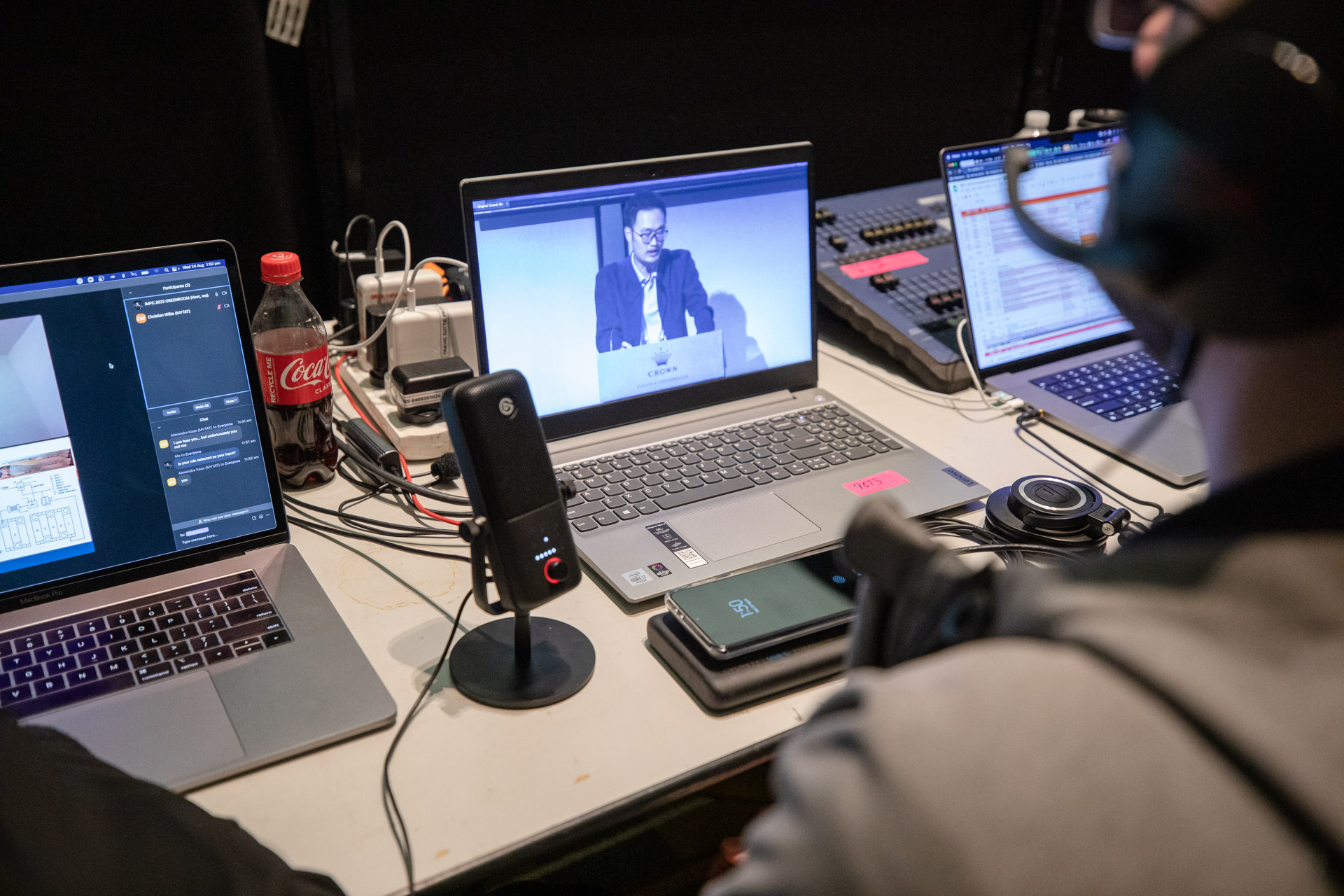 Speaker footage streaming on laptop